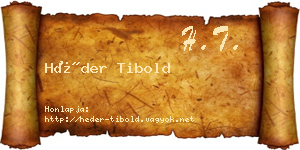 Héder Tibold névjegykártya